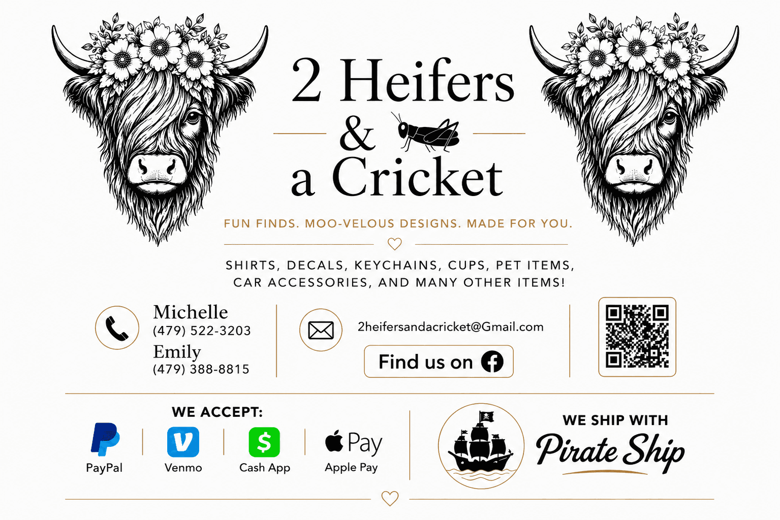 2 Heifers & a Cricket cow and cricket logo artwork